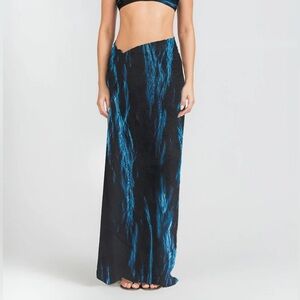 NWT Rangel Cotton Silk Ocean Blue Patterned Sarong